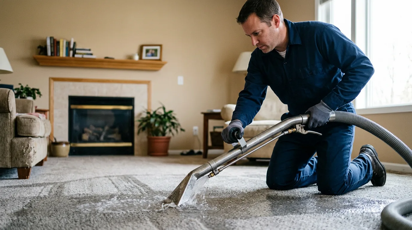 Water damage restoration technician working near Jerusalem, AR